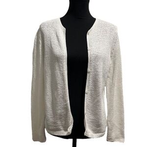 Pendleton White Textured Open Cardigan